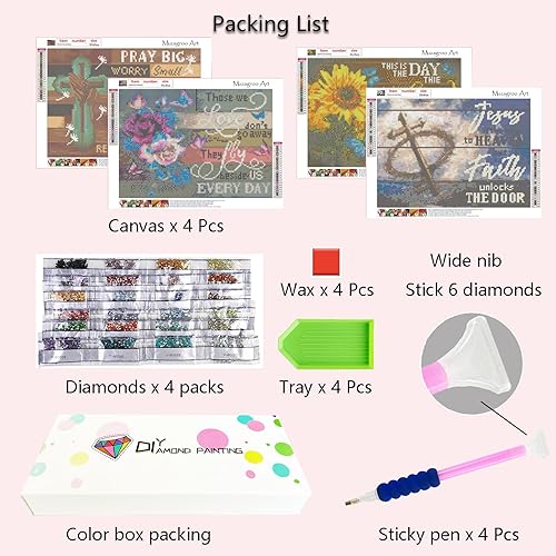 Miniatura 5 de Muzagroo Art Kits de pinturas de diamantes 5D para adultos, kits de arte de diamantes 5D con diamantes redondos de taladro completo, arte de gemas