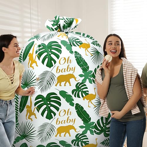 Miniatura 3 de Teling 2 bolsas de regalo extra grandes de 80 x 60 pulgadas para baby shower, selva, safari, animales, bolsas de regalo de plástico para regalos