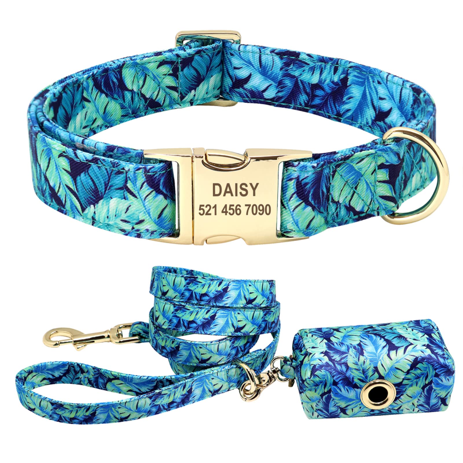 Collier chien fleur imprimé bleu M pour confort de l'animal