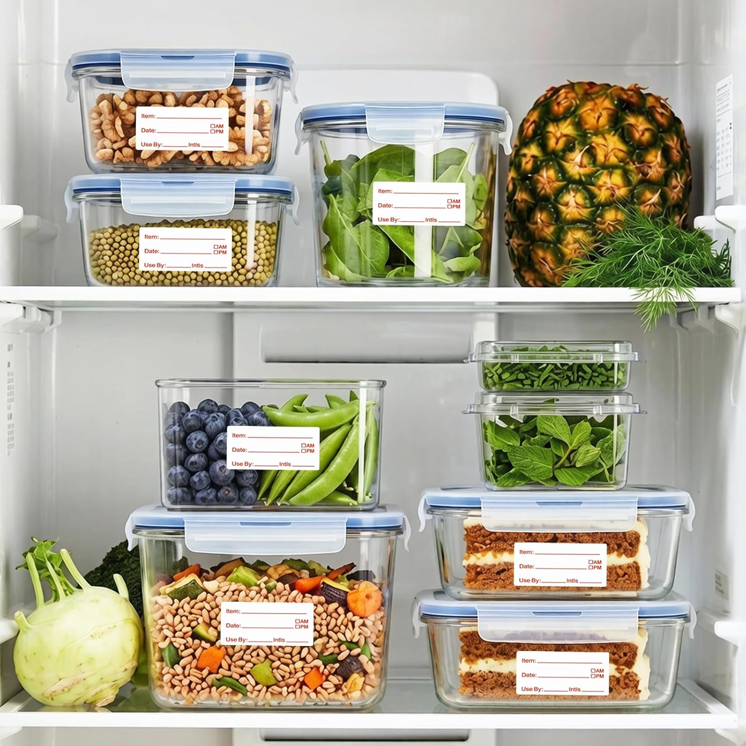 1200 PCS Removable Freezer Labels, 1 x 2 Inch Food Labels for Containers, Water Resistant Refrigerator Food Storage Date Stickers, No Residue Write-on Mason Jar Canning Labels for Kitchen Meal Prep