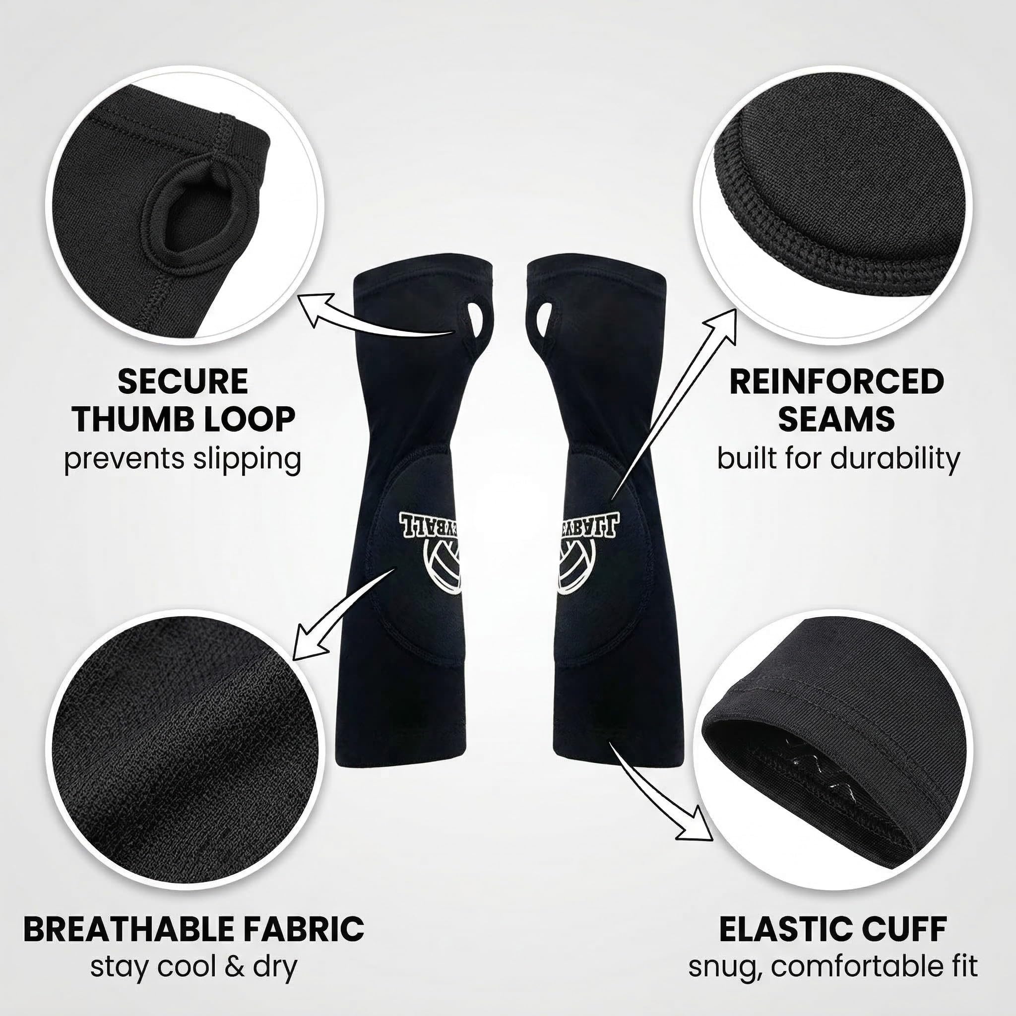 Protectores de Brazo de Voleibol, Antebrazo con Almohadilla de Protección Antideslizante y Orificio para el Pulgar, para Entrenamiento y Partido, M — view 6