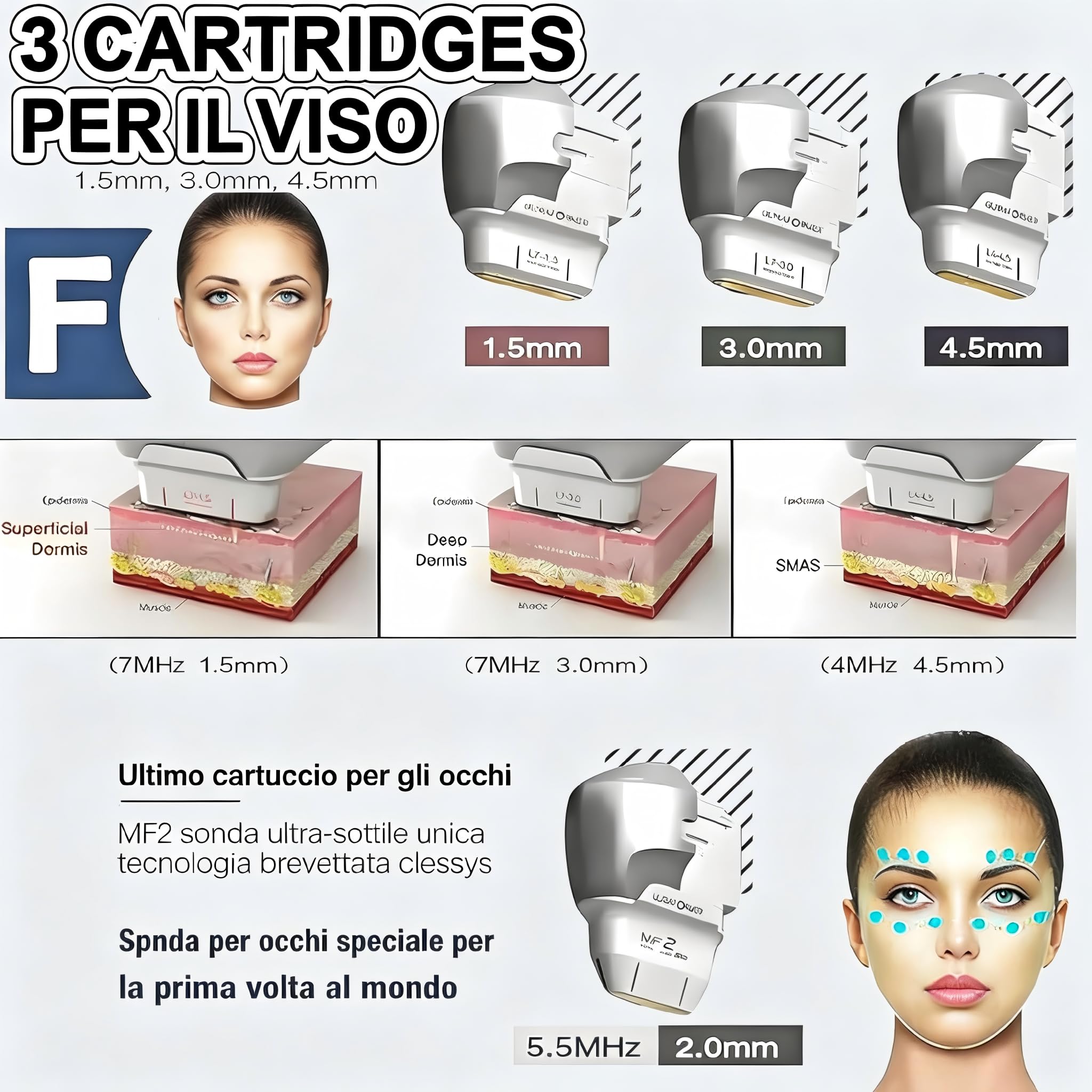 Macchina 7D HIFU Non Invasiva Lifting Viso Corpo Sonde 1.5-13mm Riduzione Rughe Certificata CE