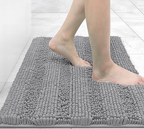 Miniatura 66 de Grandaily - Alfombras de baño de felpilla a rayas, extragruesas y absorbentes, antideslizantes, con fibras largas y suaves, lavables a máquina, para