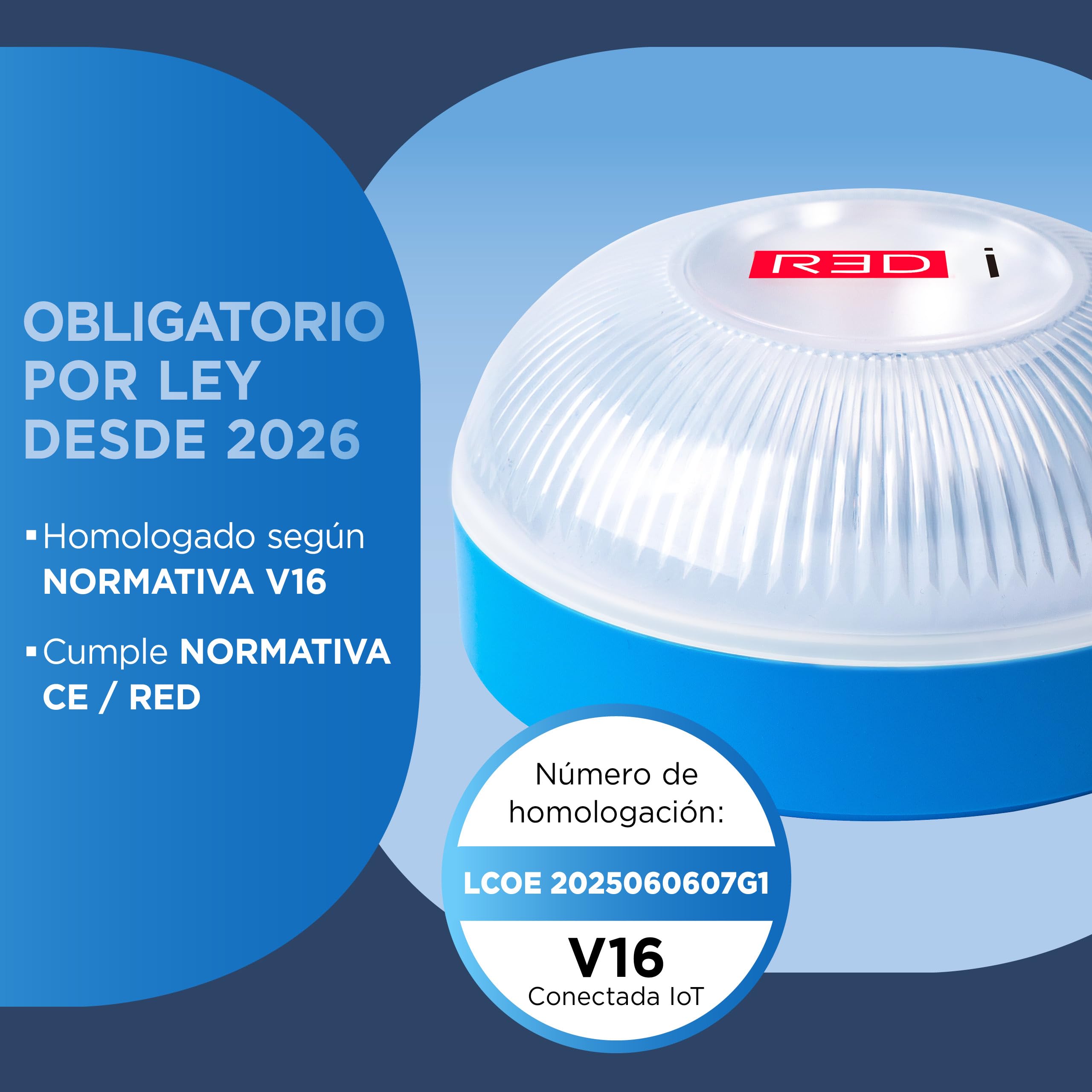R3Di R3Di Baliza V16 Homologada DGT 3.0, Conectada hasta 2038, Uso obligatorio en España desde 2026, GPS + IoT incluidos 12 años, Luz LED 360° de Emergencia para Coche in use