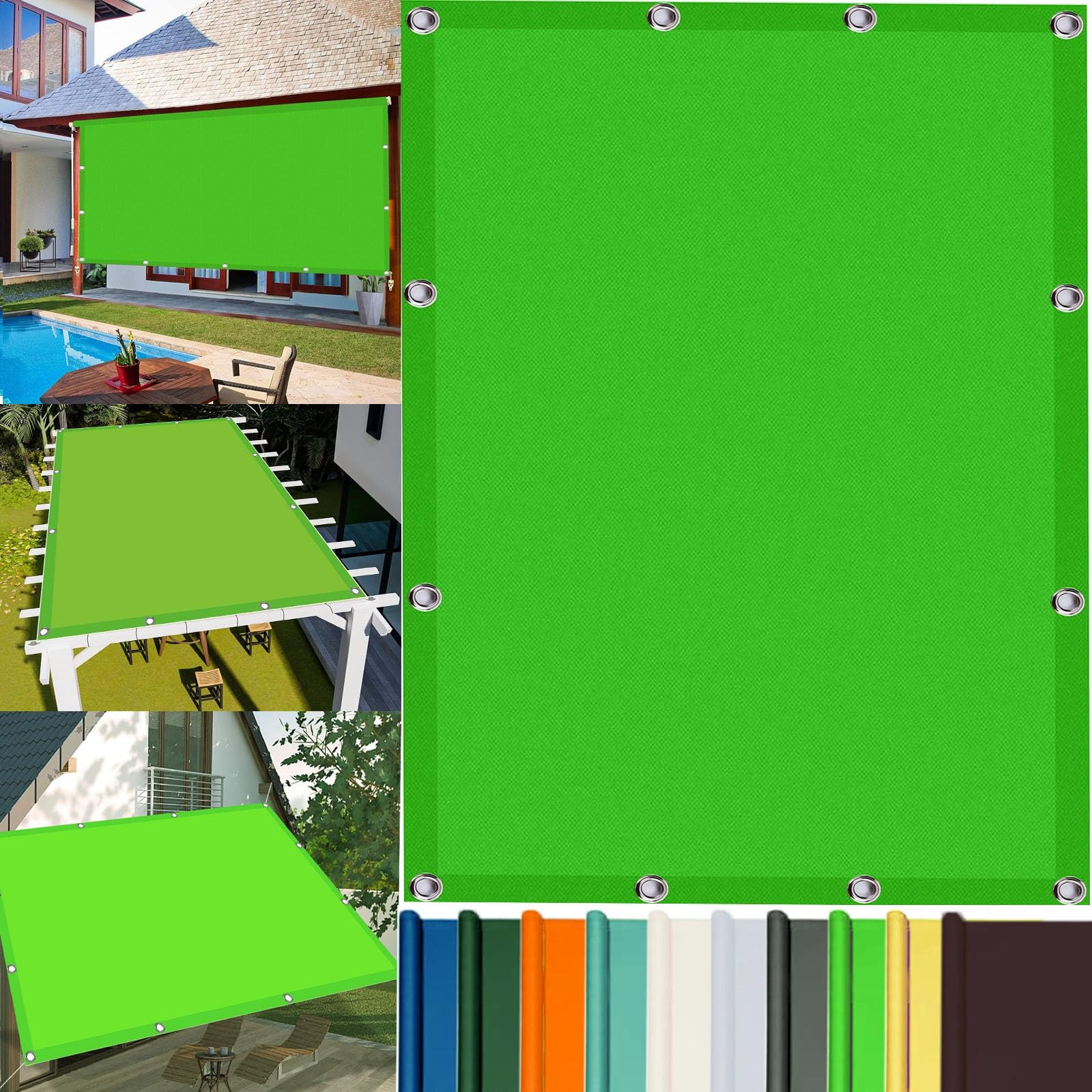 Vela Ombreggiante,Rete Telo Ombra, 1.2 x 2.6 m Rettangolare,Protezione UV 98%,Anti Uv, Tenda a Vela Protezione Uv,Rete Ombreggiante, con Fune,Pes, per Giardino, Balcone, Piscina, Verde Tenero