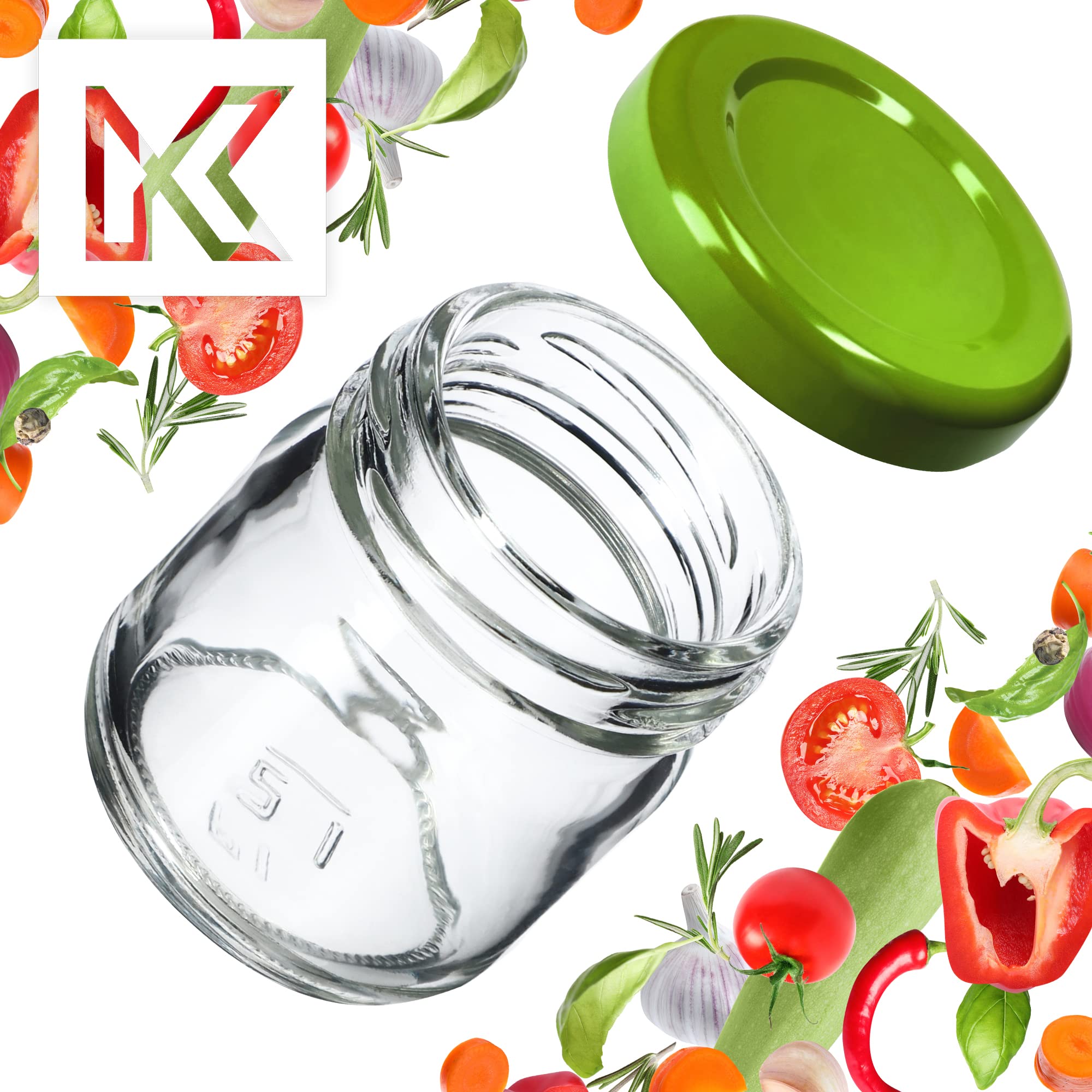 KADAX Weckpotten, 40 ml, mini-inmaakpotten, kruidenpotjes met schroefdeksel, inmaakglas, testpotten, jampotten, mini-honingpotten, ronde potten (100 stuks, rood deksel