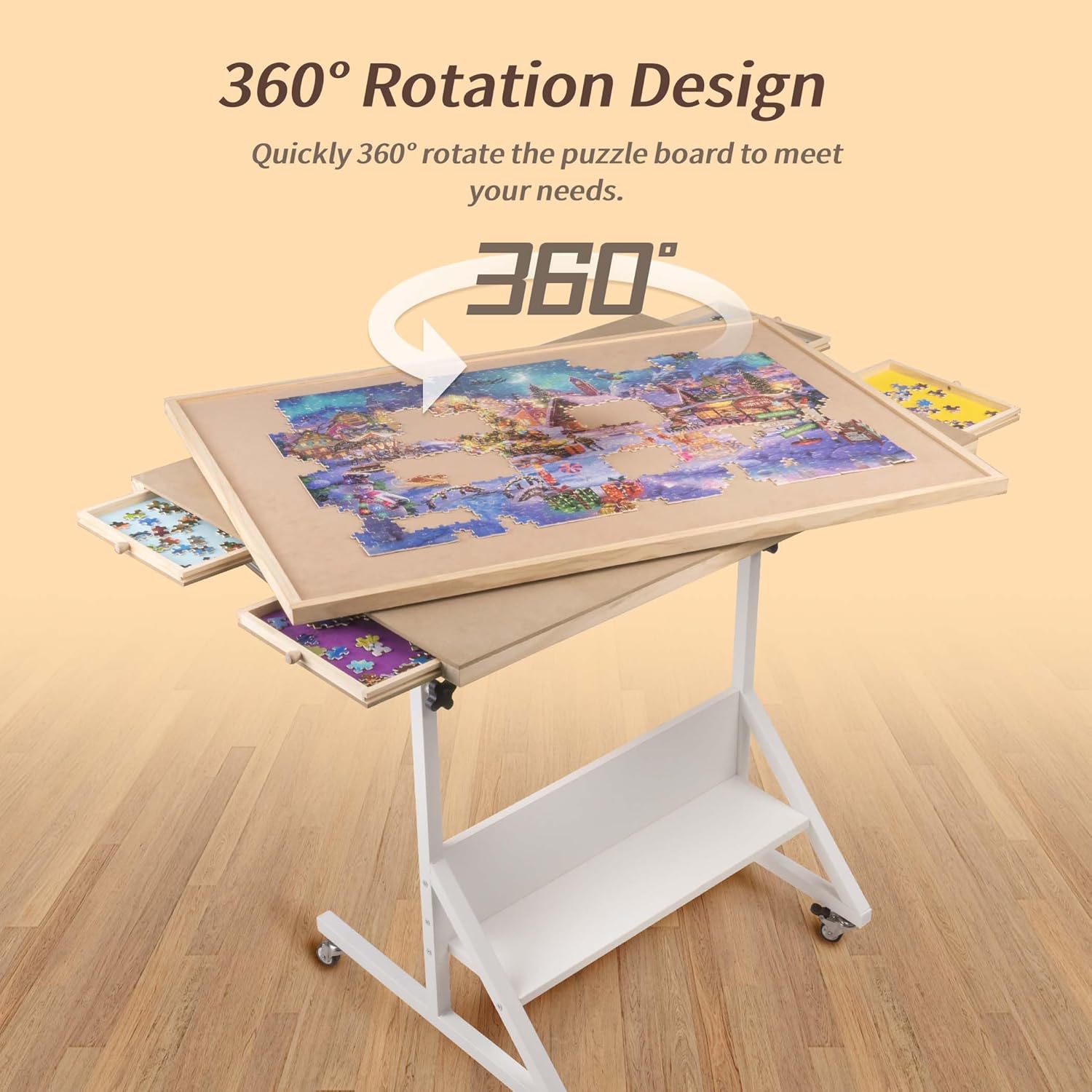 Lavievert puzzle table with 360 degree rotation design