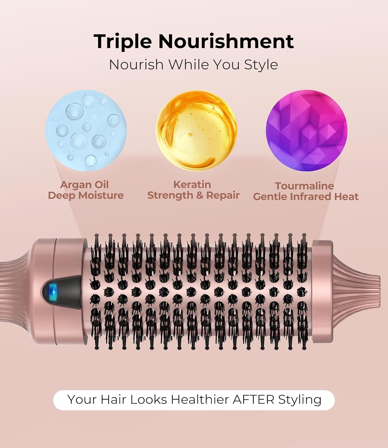 Terviiix Thermal Brush, 1.5 Inch Quick Heating Hot Brush Get Voluminous Style, Ceramic Tourmaline Ionic Heated Curling Iron, Digital Display 6 Temperatures Curling Wand, Dual Voltage,