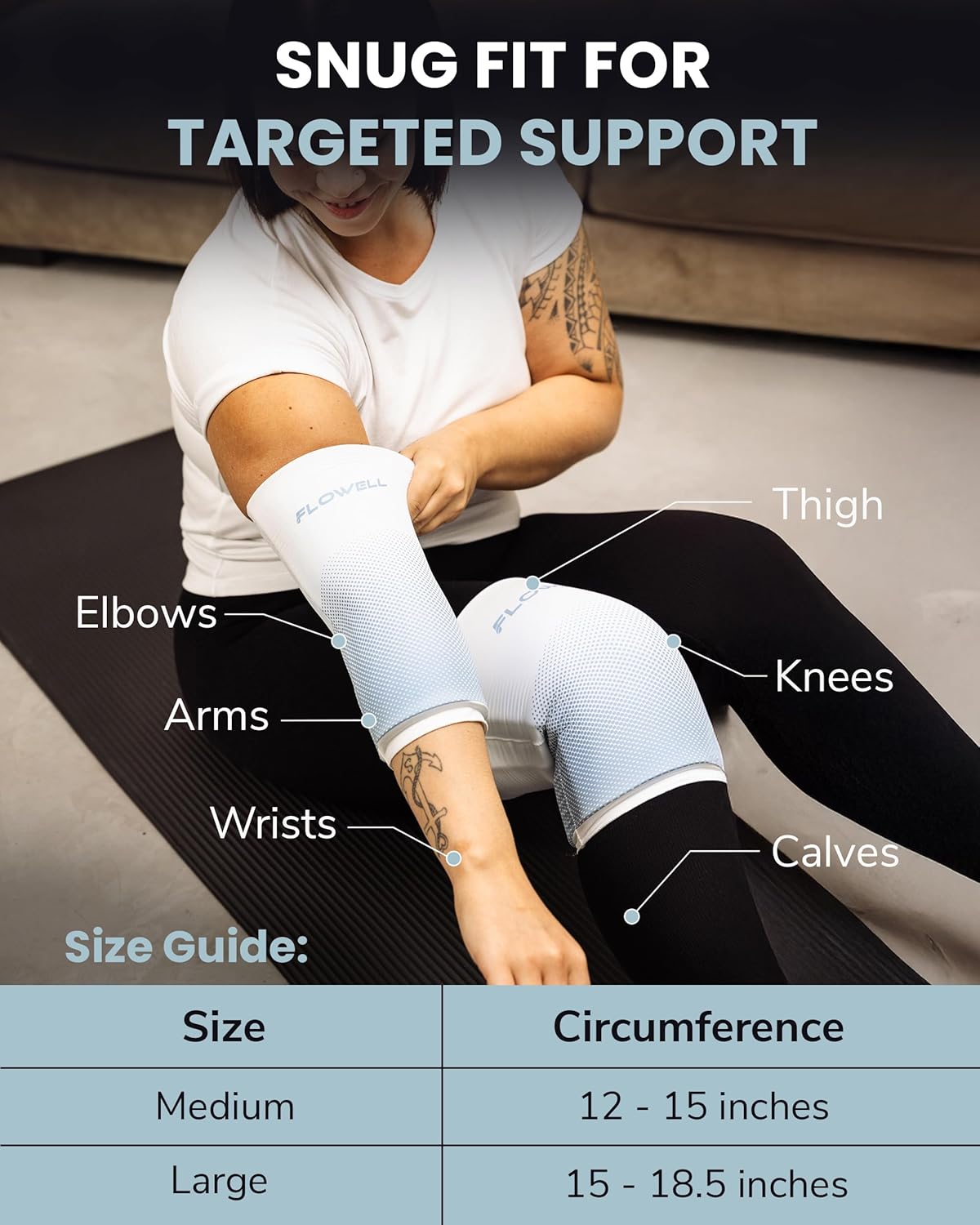 Flowell Home Thermosleeve - Dual-Temperature Heat Pack or Ice Sleeve for Arm with Hydrogel - Versatile Hot & Cooling Pad Joint Wraps & Muscle Compression - Single, Large