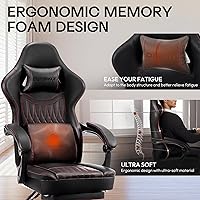 Vista 8 de Dowinx Silla de Juegos de Cuero PU Transpirable para Jugadores con Reposapiés, Soporte Lumbar de Masaje, Silla de Computadora Reclinable Ergonómica