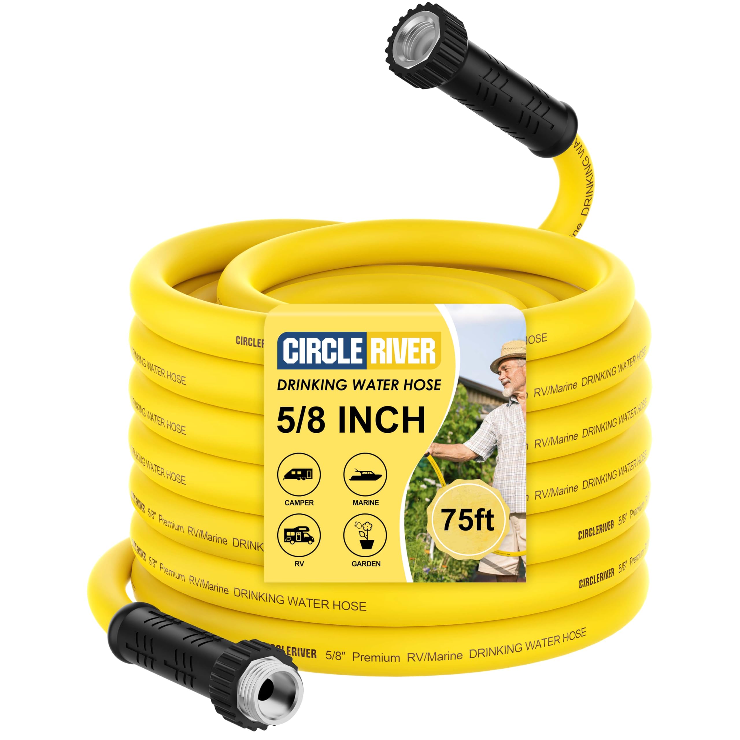 75FT RV Drinking Water Hose 5/8" Fresh Water Hose for RV