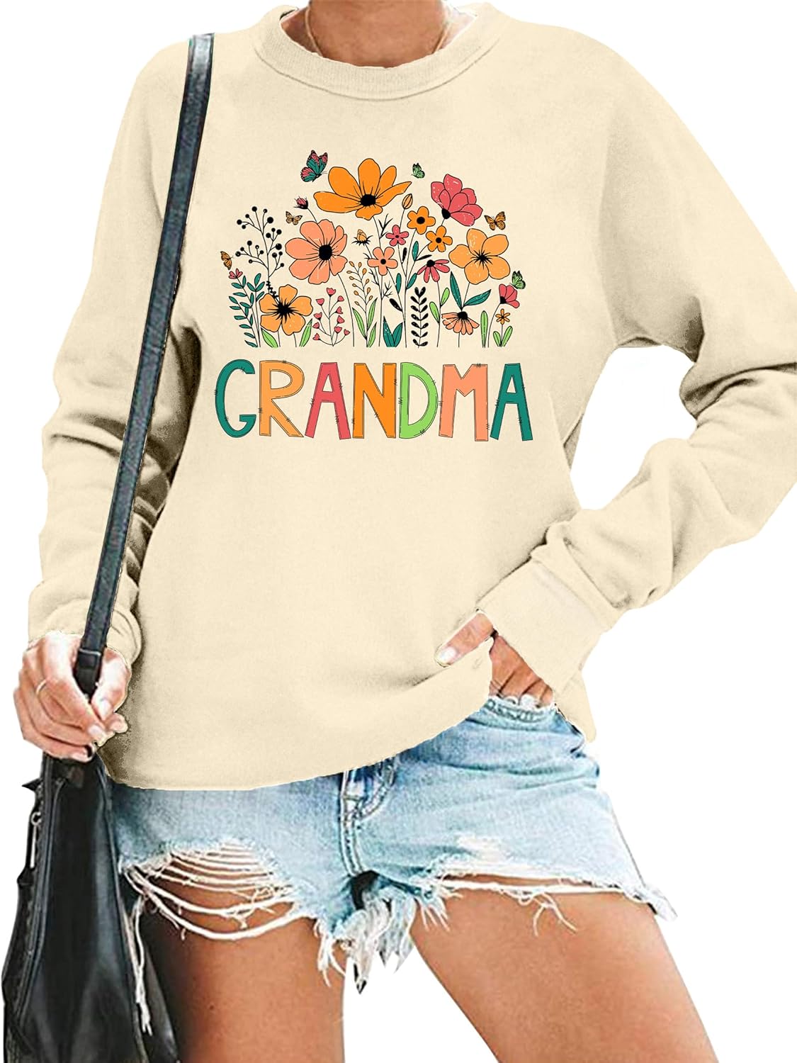 Grandma Sweatshirt Women Floral Grandma Sweatshirt Wildflower Graphic Casual Fall Pullover Tops - Image 5
