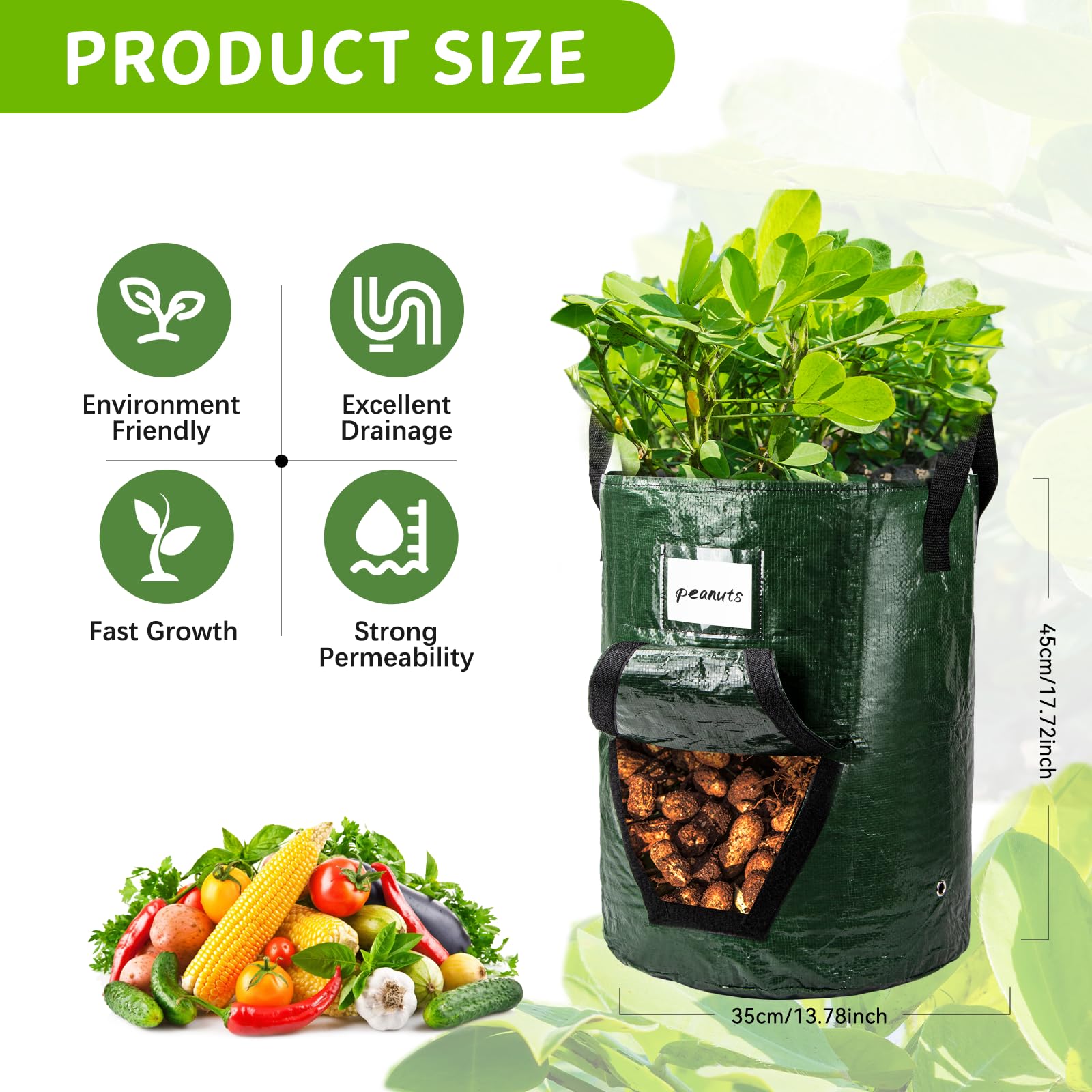 4 Pièces Sac Plantation Pommes Terre Avec Fenêtre & Poignées, 10