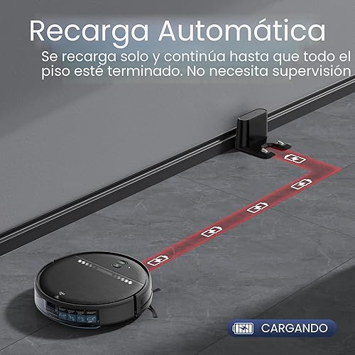 Miniatura 8 de Robot aspirador y trapeador, robot aspirador 2 en 1, perfecto para pelo de mascotas, suelo duro y alfombra, anti-golpes, anticaídas, aplicación, voz
