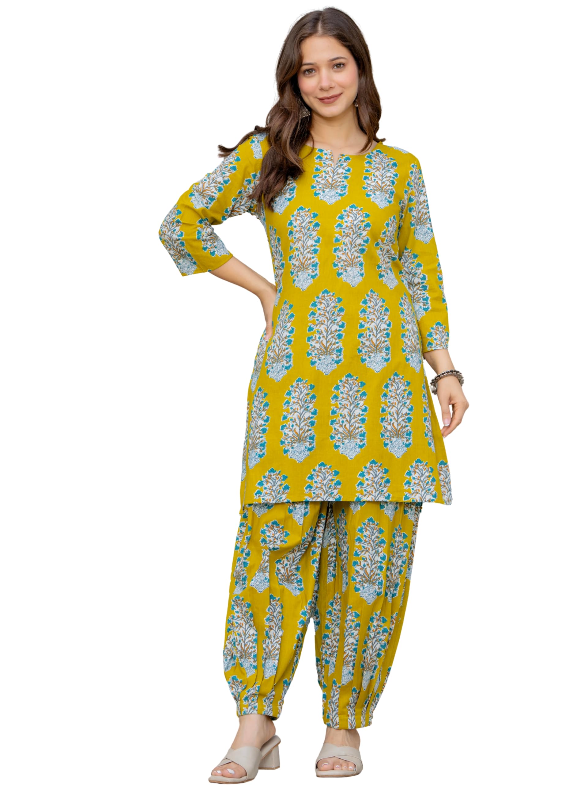 Women Pure Cotton Printed Straight Kurta Sets with Palazzos |Kurti Set for Woman|Cord Set for Women Cotton-image-33