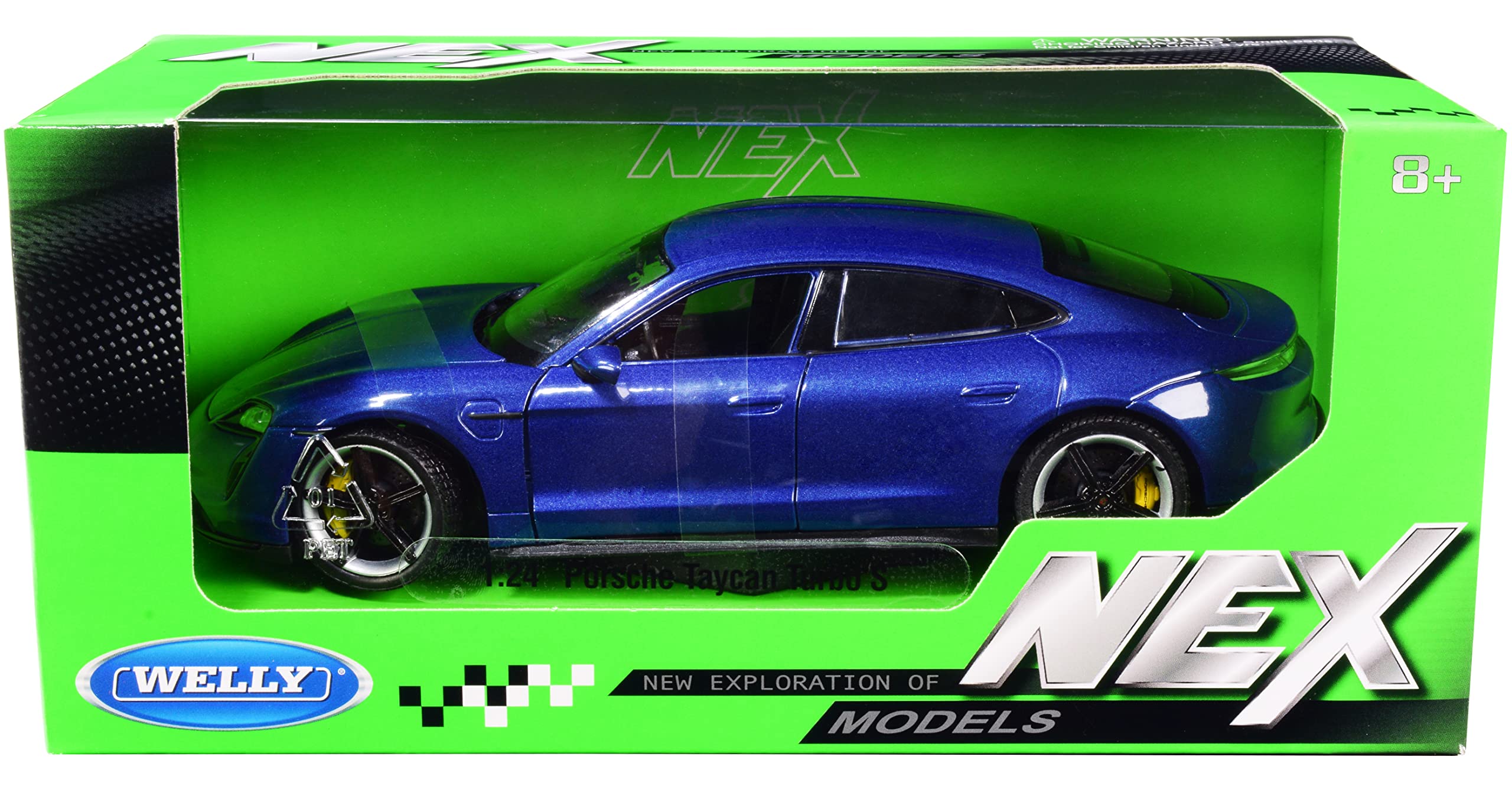 Porsche Taycan Turbo S Blue Metallic NEX Models 1/24 Diecast Model Car