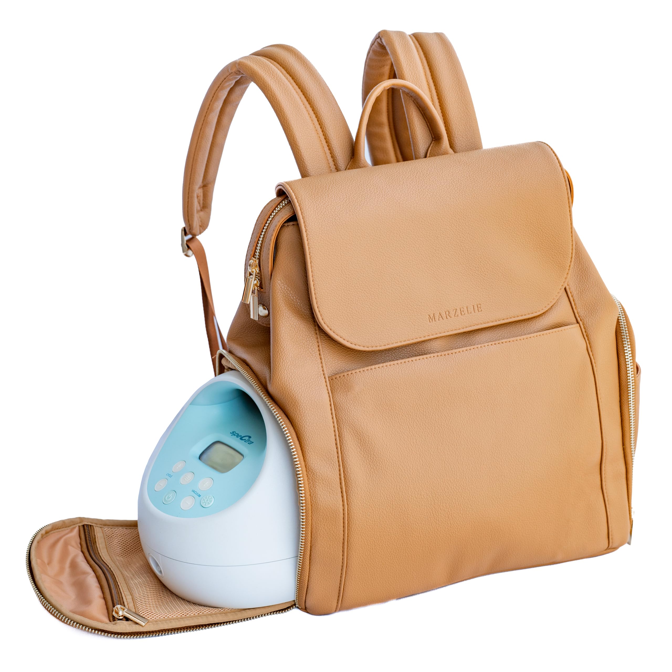 Vegan Leather Breast Pump Bag with prep mat | Compatible with Spectra S1 S2 | Pump Bag with cooler | Pumping bags for work | Wearable breast pump bag | Multipurpose Breast pump backpack