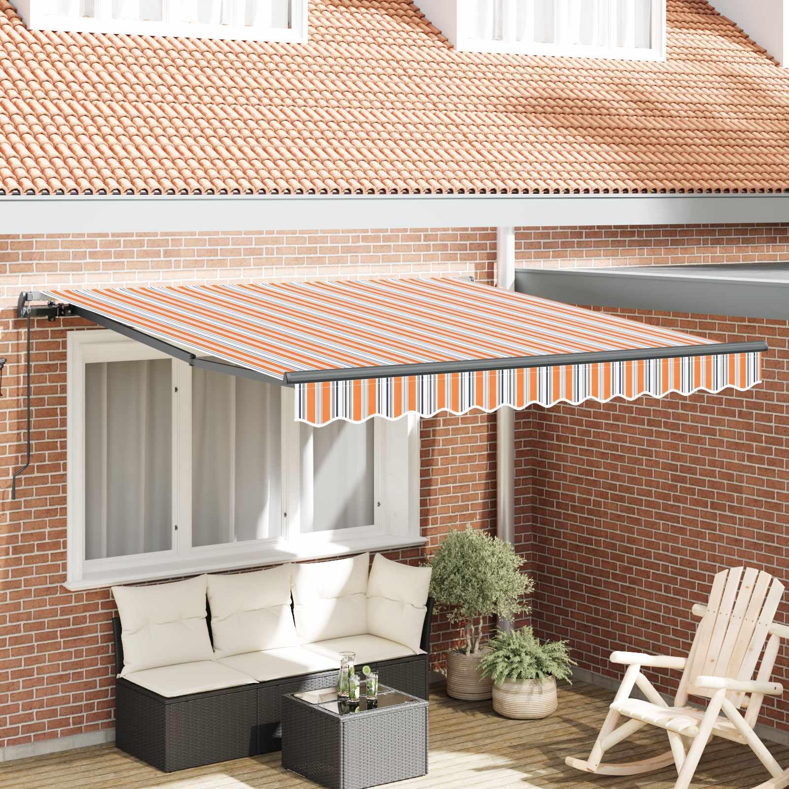 Auvent rétractable 300 x 250 cm avec toile polyester pour protection solaire extérieur