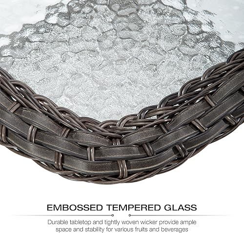 Miniatura 7 de Joyside Juego de sillas de mimbre para patio, juego de 3 piezas de mimbre para exteriores con 2 sillas reposabrazos y 1 mesa auxiliar para terraza,