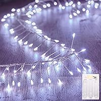 Vista 13 de Luces de Hadas a Batería, 10 Pies 120 LEDs Luces de Cadena Tipo Petardo Impermeables Cable Plateado Luces Estrelladas de Luciérnaga para Bricolaje