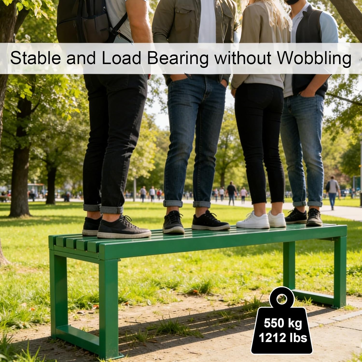 3 Seater Outdoor Garden Bench Metal, Square Outdoor Porch Park Patio Bench, 1212 Lbs Load Capacity, Suitable for Street Use(Pink,180x40x45cm/71x16x18in)