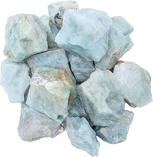 Crocon 1/2 LB Aquamarine Rough Bulk Natural Stone Raw Gemstone Tumbling Cabbing Polishing Mining Chakra Balancing Reiki Healing Good Luck Home Office Decor