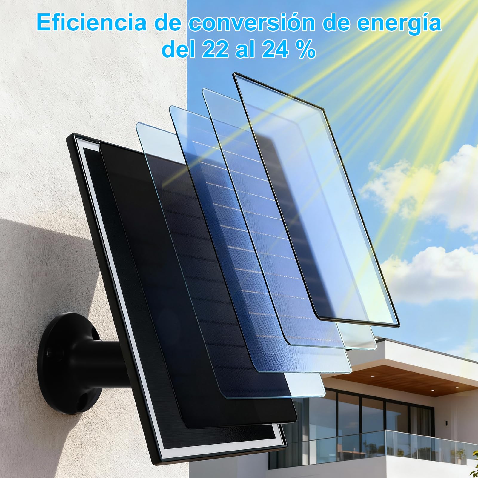 Panel Solar con Montaje Giratorio de 360 ​​grados, Carga Solar Eficiente, Seguro y a Prueba de Agua, Silicio Monocristalino, Material ABS, Instalación Versátil, Diseñada (2 PCS)