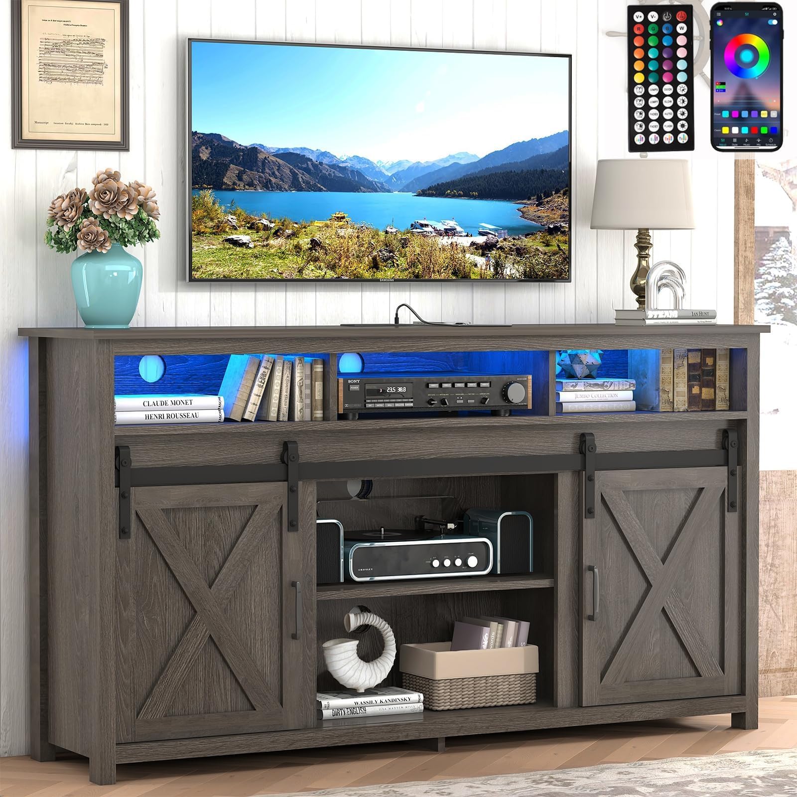 57' LED Farmhouse TV Stand