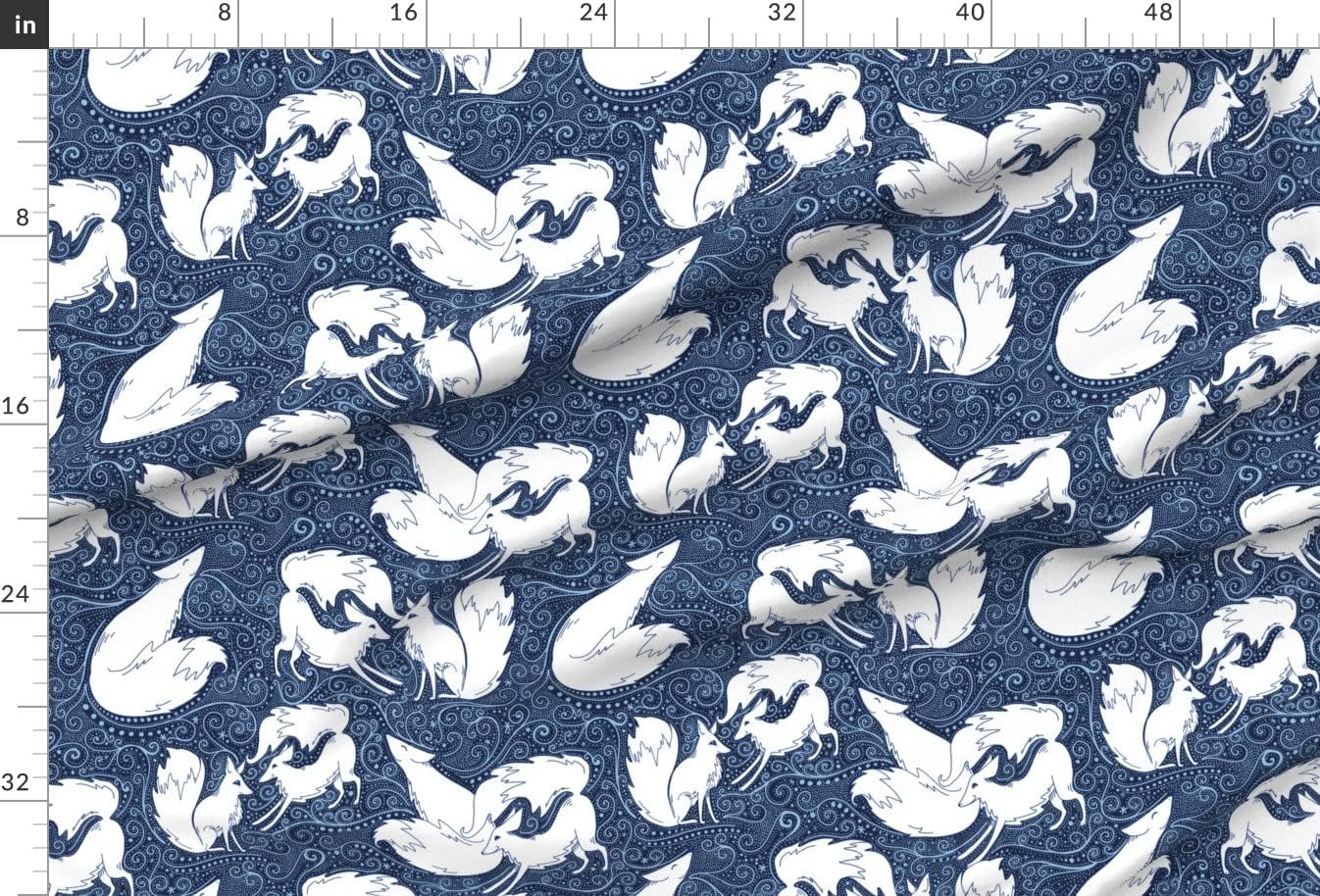 Spoonflower Fabric - Foxes Winter Arctic Fox Print Holidays Blue Dots White Printed on Minky Fabric by The Yard - Sewing Baby Blankets Quilt Backing Plush