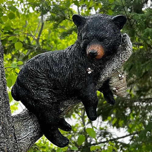Miniatura 2 de HWZQDJ Cachorro de oso negro siesta en un árbol, divertida figura de oso negro, escultura de oso de resina vívida para decoración de escritorio,