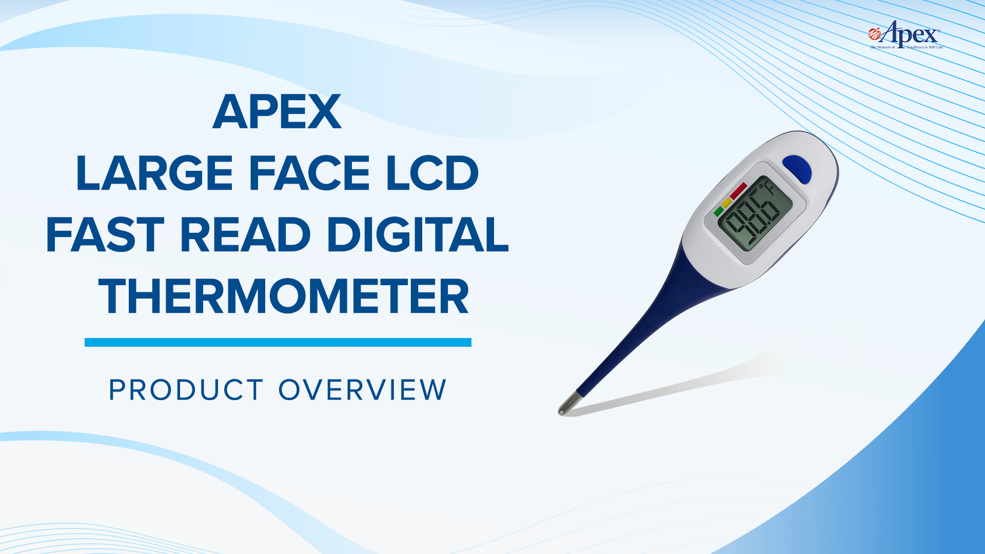 Apex Large Face LCD Fast Read Digital Thermometer for Adults and Children - Instant Read Thermometer for Fever Detection with Quick 10 Second Read Time ( Packaging May Vary )
