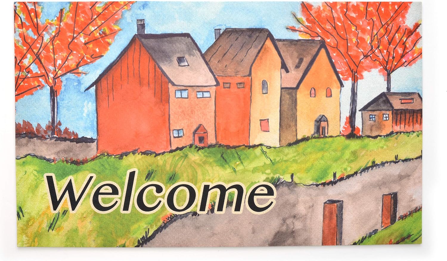 Recycled Rubber Doormat, Eco-Friendly Holiday Floor Mat, 18'' x 30'', Poinsettia