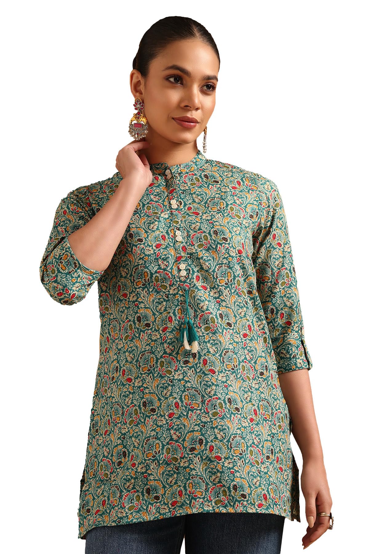 soch Womens Cotton Blend Botanical Tunic with Tassels-picture-48