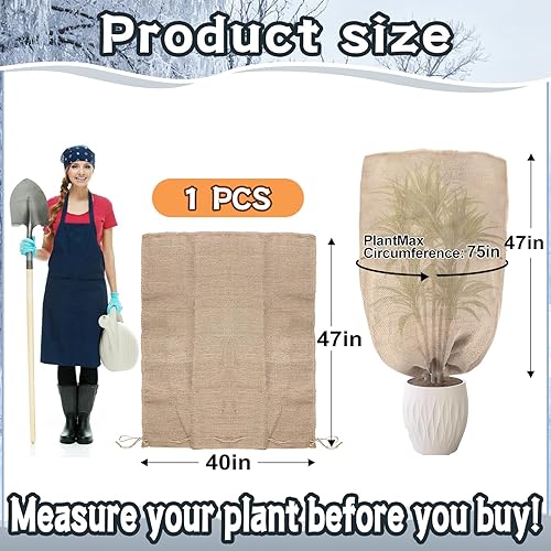 Vista 4 de ANPHSIN Fundas de arpillera de 40 x 47 pulgadas, bolsas de protección contra congelación, protector grande de heladas de plantas de invierno