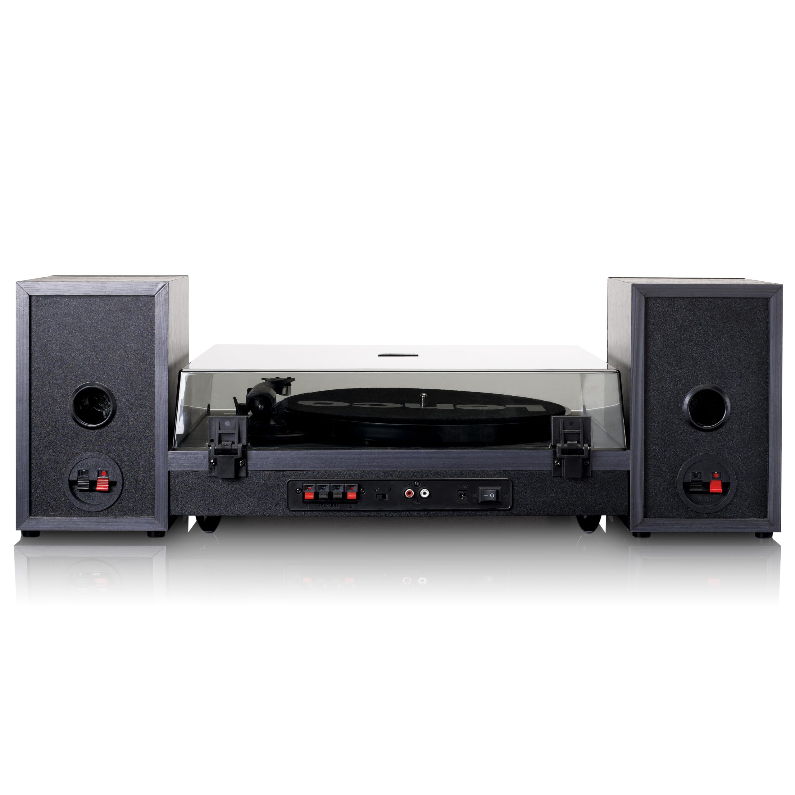Lenco LS-301BK - Bluetooth® Plattenspieler mit Zwei externen Lautsprechern und 2 x 10 Watt RMS, schwarz
