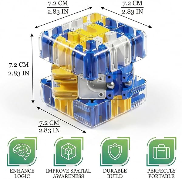 Grande Cubo Labirinto 3D, Giocattolo Stimolante per il Cervello, Giocattolo Labirinto di Biglie 3D, Sviluppo Logico Antistress, per Bambini e Adulti, Famiglia e Amici (Blu) - 5