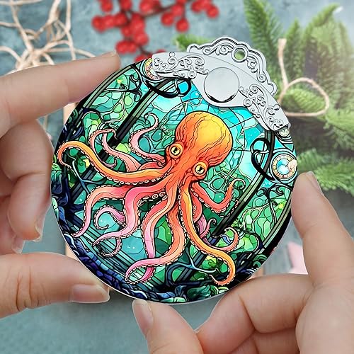 Miniatura 3 de Adorno de Navidad de vidrieras, decoración de Navidad de pulpo de Jocidea y árbol de Navidad, regalos para amantes del pulpo, decoración navideña e