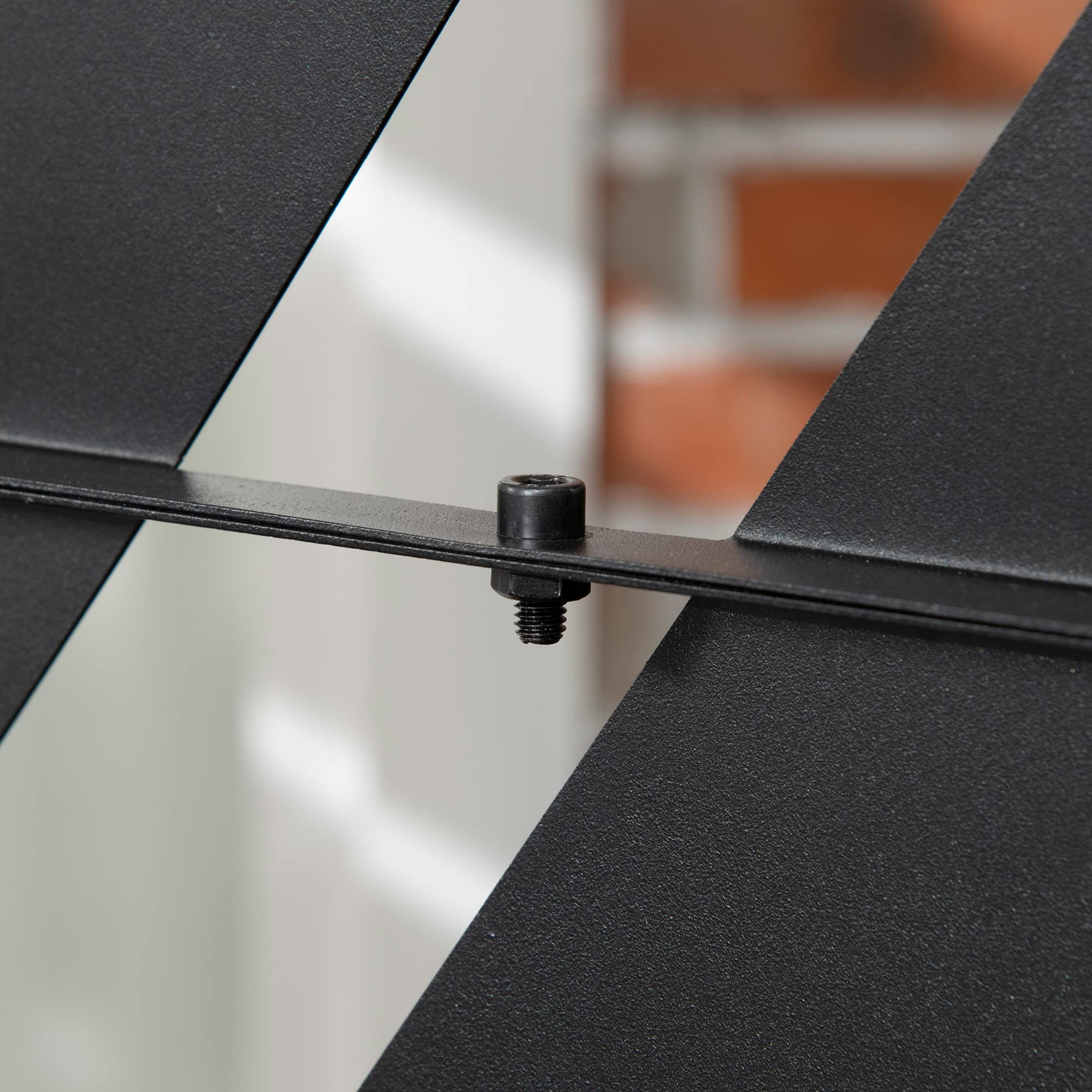 Outsunny Biombo de 3 Piezas Biombo Separador de Ambientes con Diseño de Hoja de Plátano Biombo para Exterior Jardín Patio Terraza 122x45x198 cm Negro