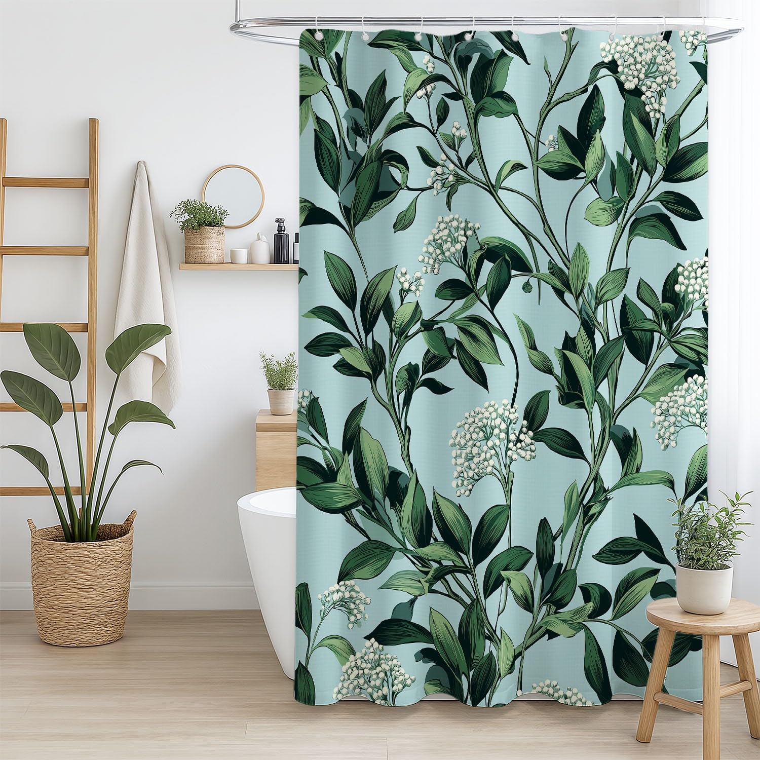 Generisch Zasłona prysznicowa 200 x 200 cm, zestaw 1 szt., miękka mikrofibra, wodoszczelna i odporna na pleśń, nadaje się do prania, do łazienki i wanny, z oczkami i haczykami, zielona