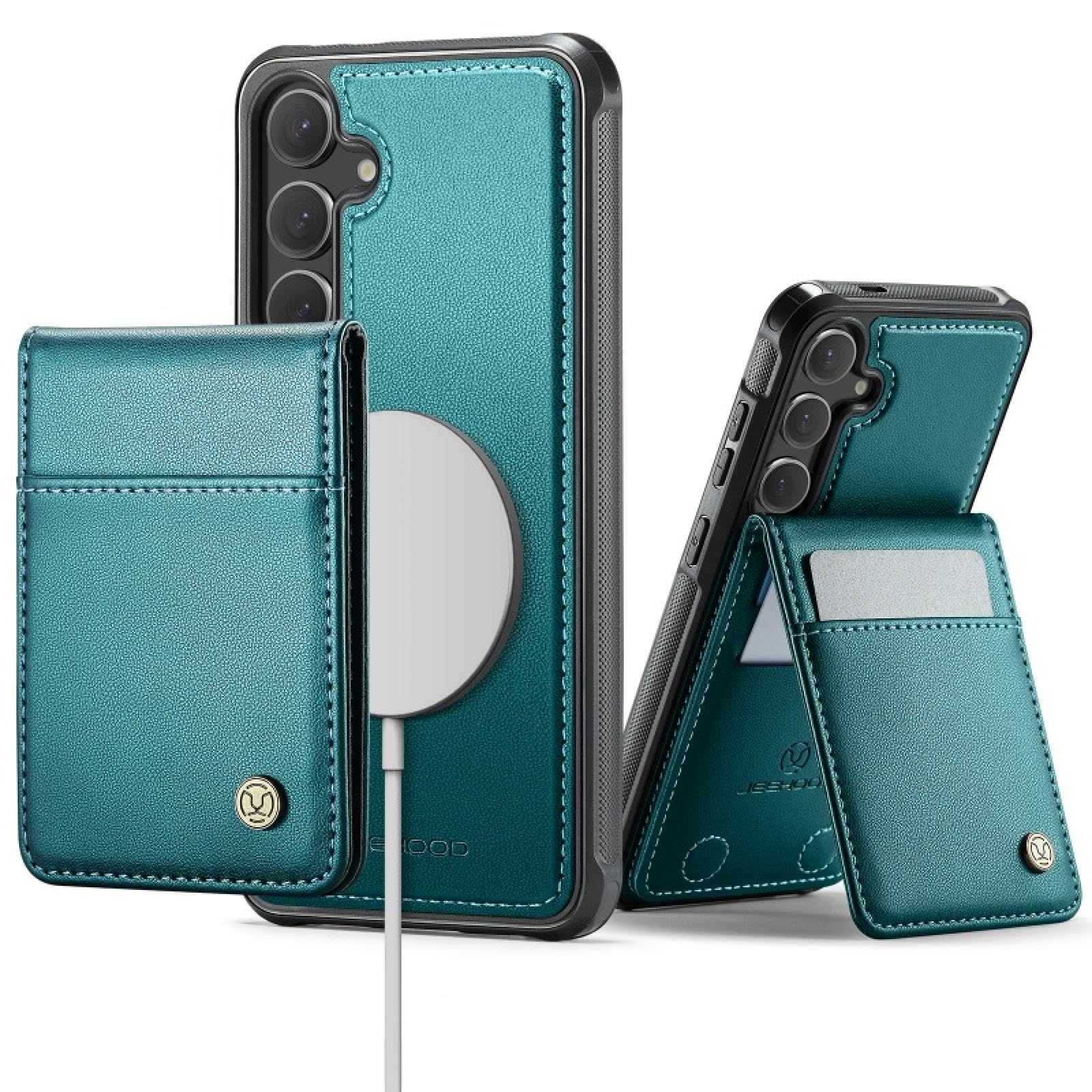 Étui portefeuille en cuir premium vert pour boîtier Samsung S24 Plus - 8