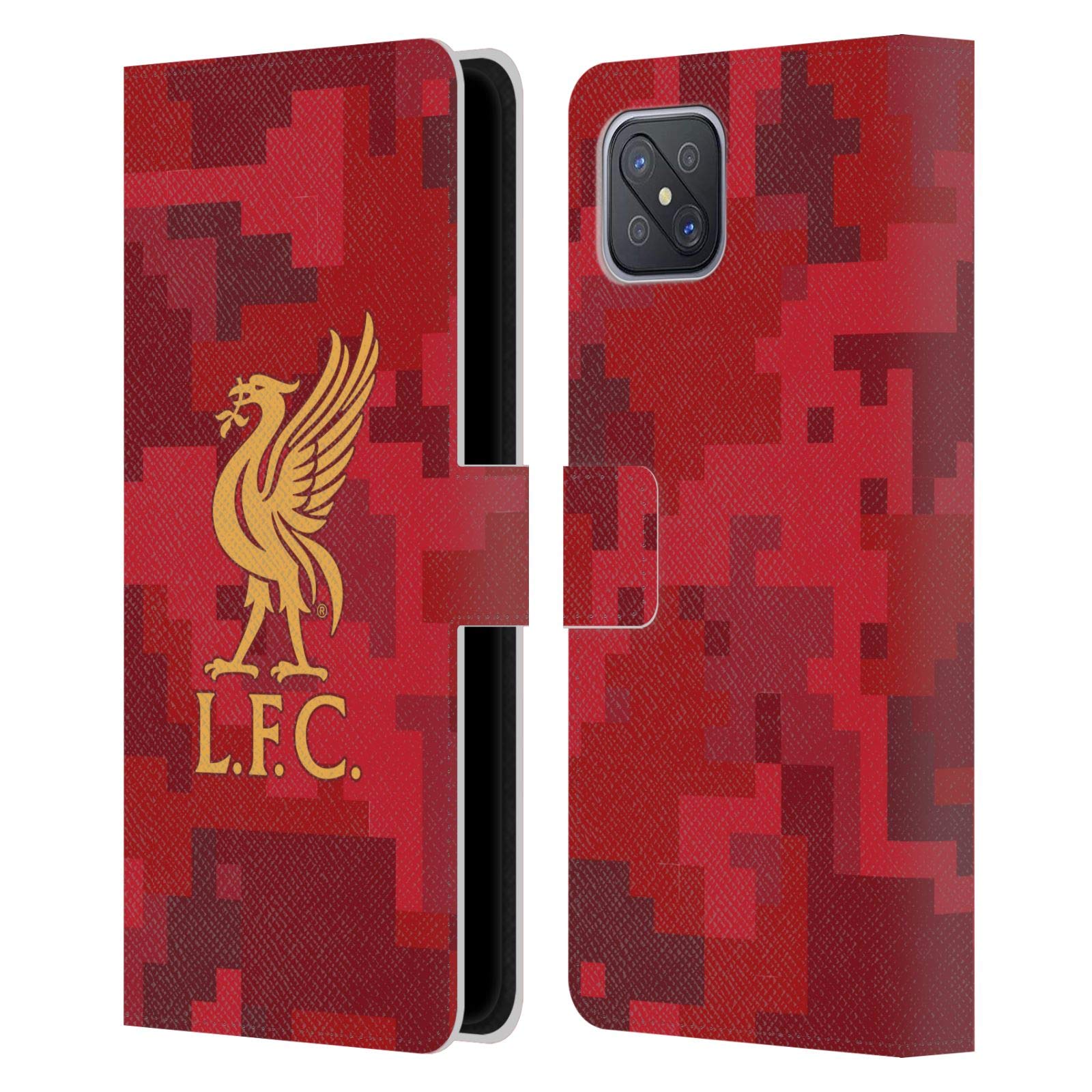 Head Case Designs Officially Licensed Liverpool Football Club Home Red Digital Camouflage Leather Wallet Case Compatible With Oppo A92s 5G
