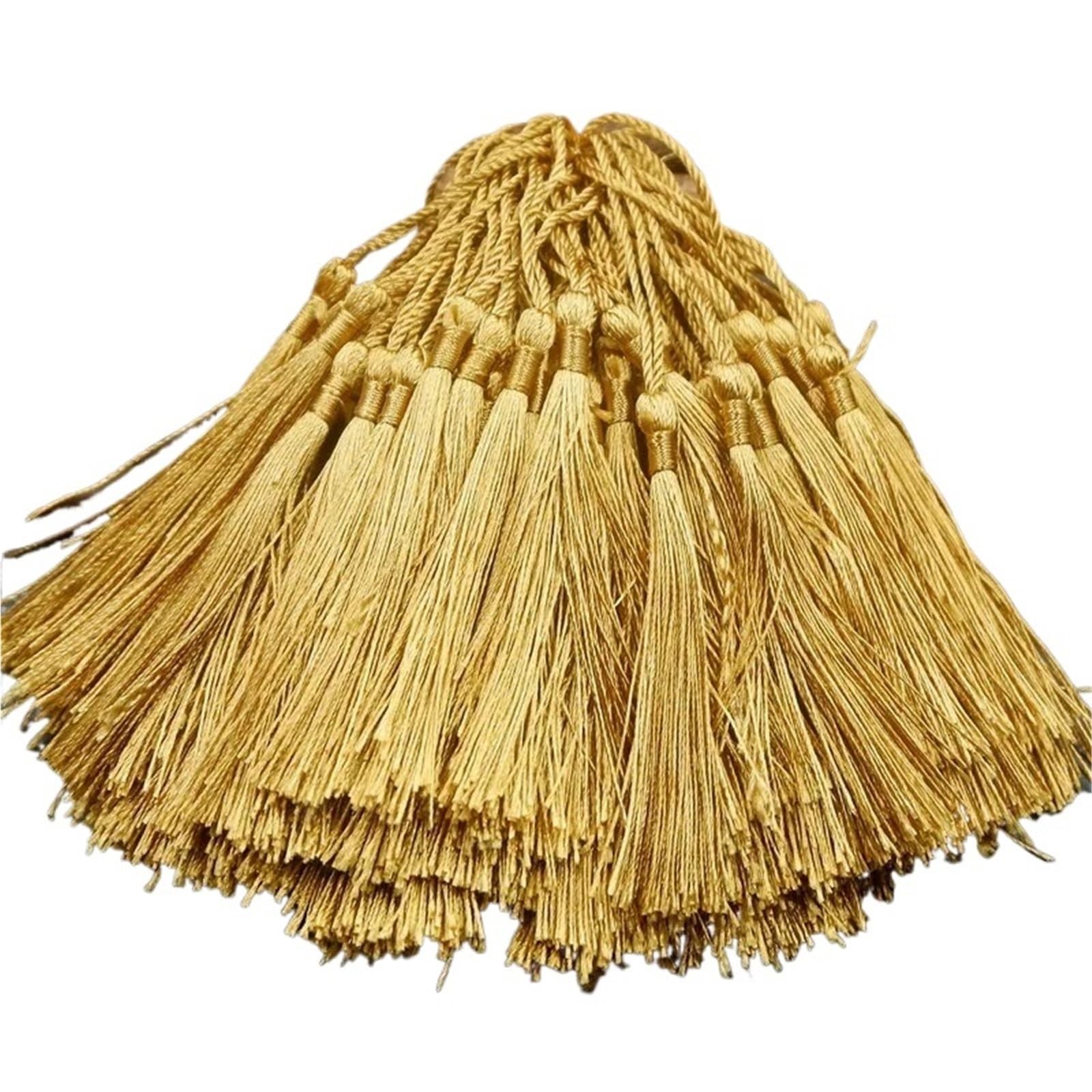 Mini Tassels 300pcs/lot 13cm Tassel Silk Fringe Silky Floss Bookmark Tassels Mini Tassels For DIY Craft Jewelry Making Souvenir Bookmarks for Crafts(31 Earth-yellow)