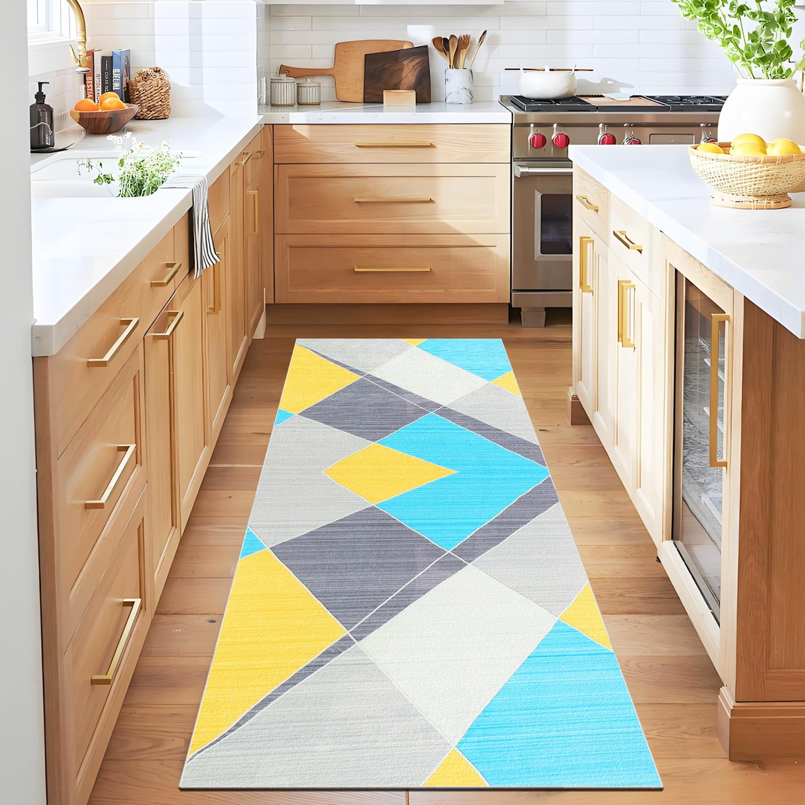 Non Slip Runner Rugs for Hallway 100 x 450 cm , Washable Kitchen Runner Rug Carpet Runner, Hall Runner Carpet Narrow Rug, Heavy Duty Runner Mat, Hallway Runner Rug Kitchen Mats, Entrance Rug Runner