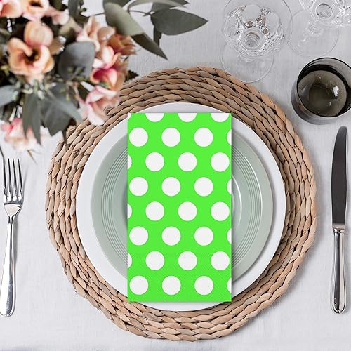 Miniatura 7 de DYLIVeS Paquete de 100 toallas de invitados de lunares azul marino, servilletas de cena desechables de papel, toallas de mano de cóctel, servilletas