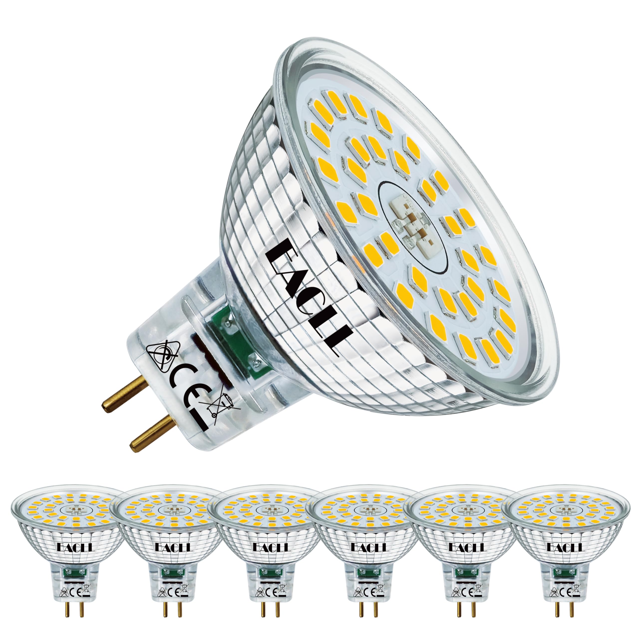EACLL GU5.3 LED 6W/6.5W Ersetzt 50W/55W/60W Halogen MR16 Glühbirne Leuchtmittel, AC/DC 12V Flimmerfrei Strahler, Abstrahlwinkel 120 Grad Spot, Nicht Dimmbar Reflektorlampen
