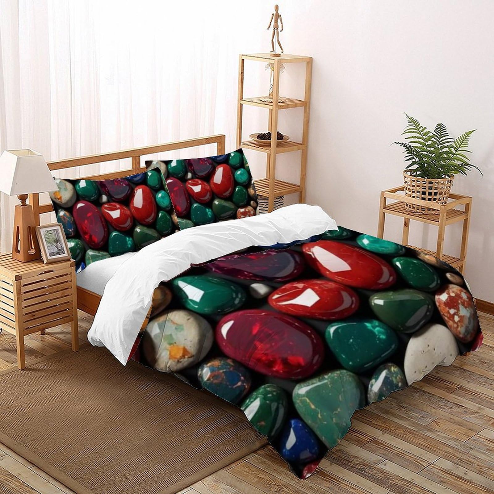 Housse de couette super king 260x220 microfibre pierres précieuses 3D