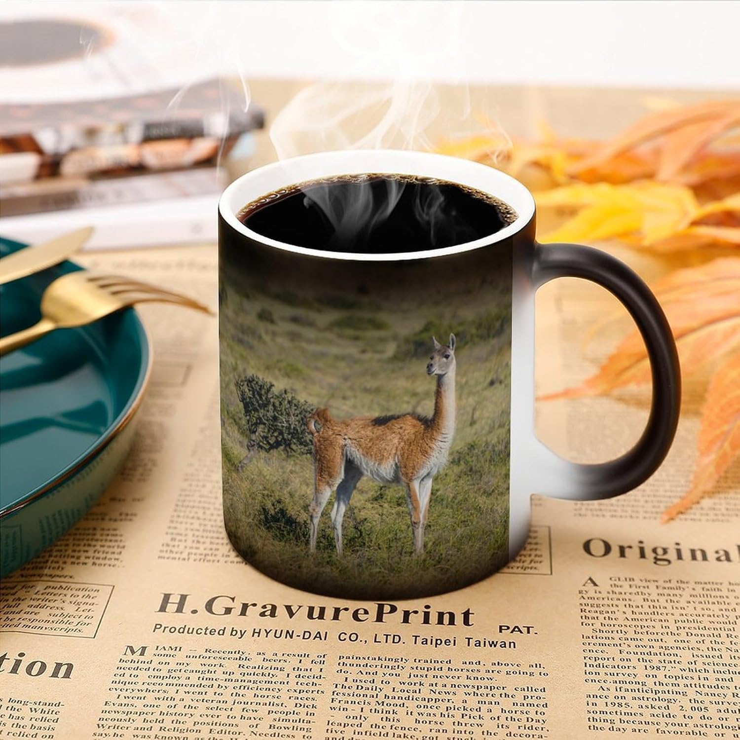 Guanacos Alpacas Color Changing Mug Heated Ceramic Cup Heat Sensitive Coffee Mug Fun Gift
