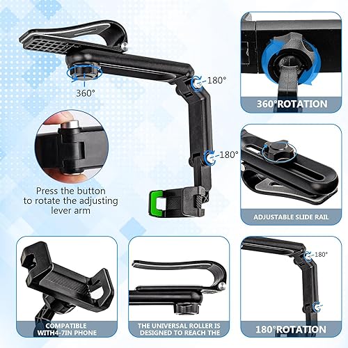 Miniatura 5 de Soporte de teléfono para visera solar de automóvil, clip giratorio y retráctil de 360, soporte de teléfono multifuncional para automóvil, hogar,