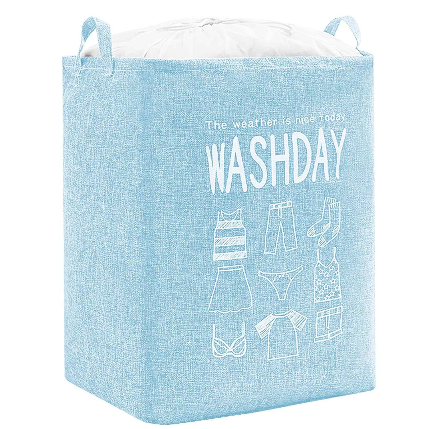 75L Blue Fabric Laundry Storage Basket Bag with Handles - Collapsible Laundry Storage Hamper - By Trixes