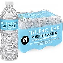 True Clear Purified Drinking Water, 16.9 fl oz Bottles, 24‑Pack, BPA‑Free, Recyclable, Perfect for Lunches